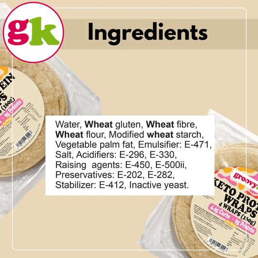 Ingredients list for Groovy Keto wraps