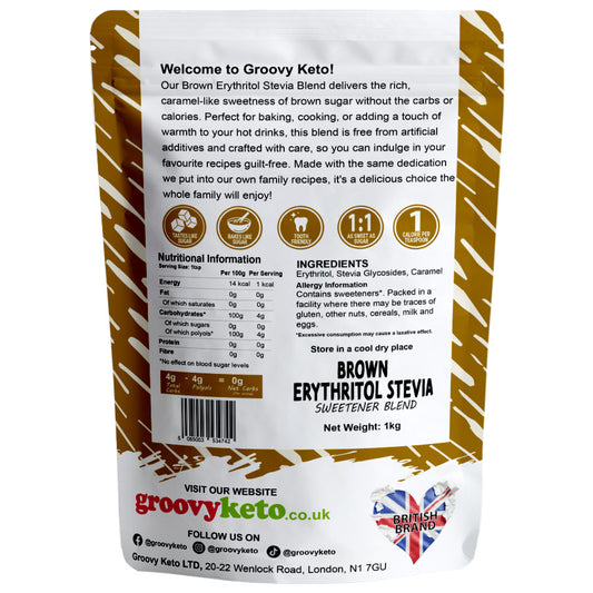 Back of brown erythritol sugar