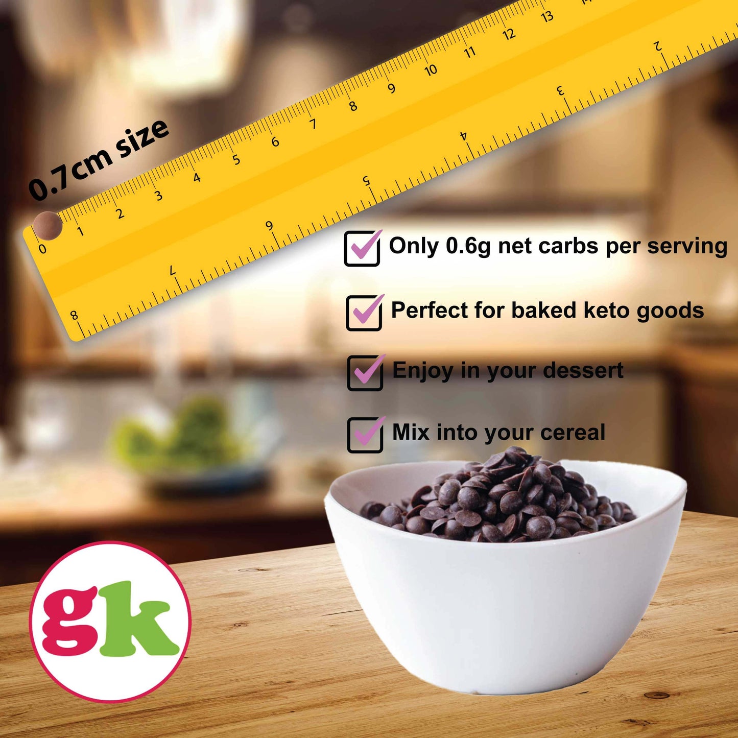 Size of the chocolate chips are 0.7cm width