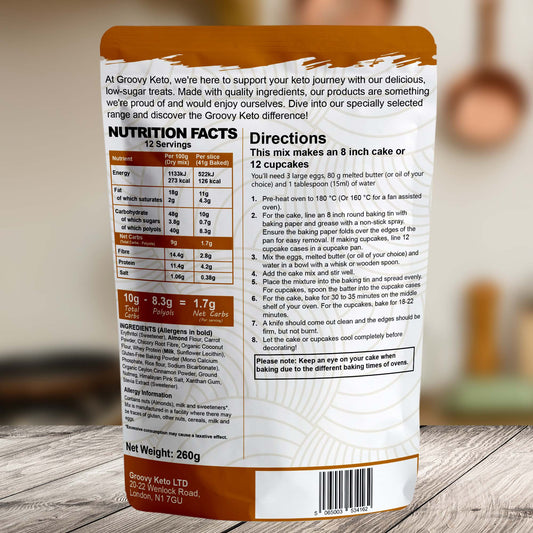 Back of Groovy Keto Carrot Cake Mix Packet