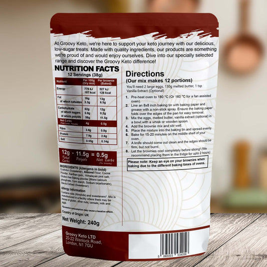 Groovy Keto Chocolate Brownie Mix Back Packaging