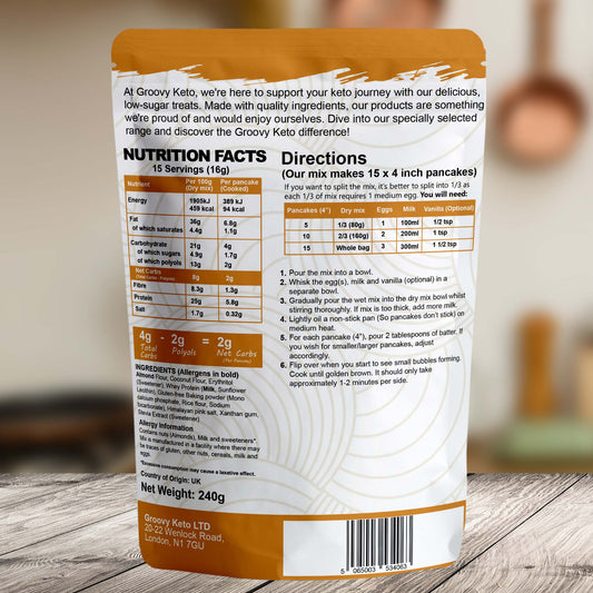 Back of keto pancake mix