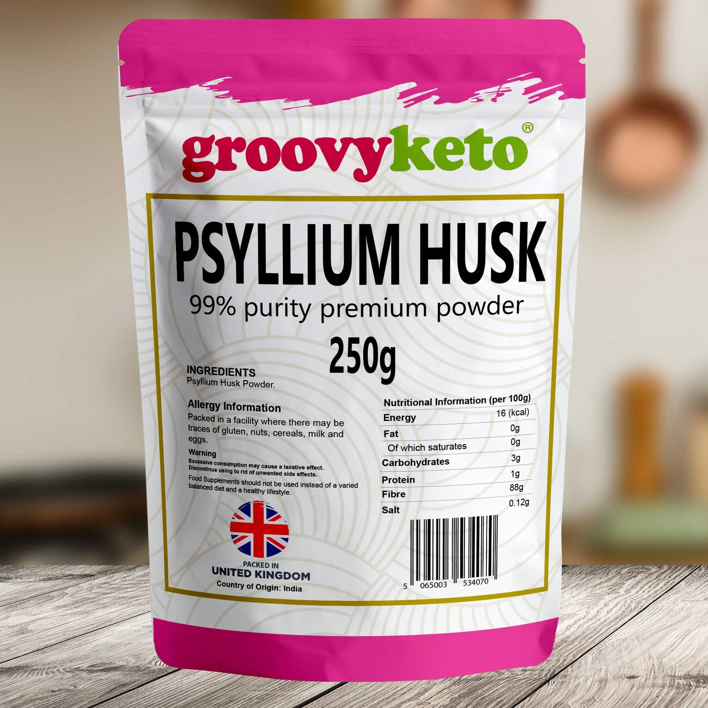 Groovy Keto Psyllium Husk Powder (99% Premium Purity)
