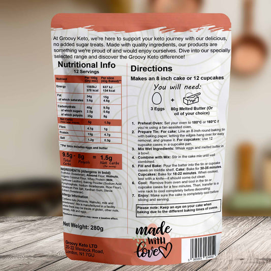 back of keto walnut cake mix