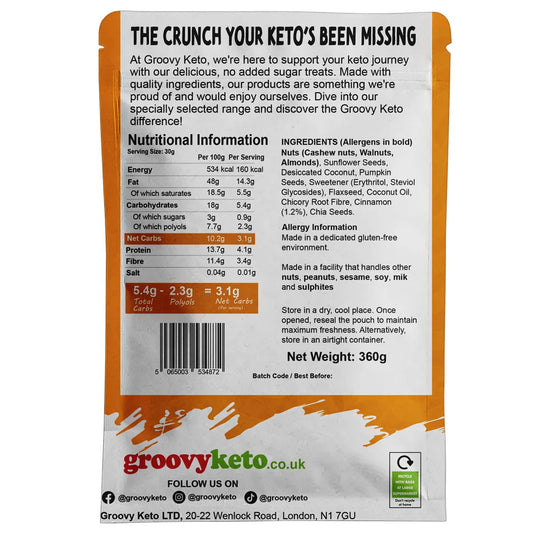 Keto Granola Cinnamon - Low Carb Granola | 3.1g Net Carbs | 360g