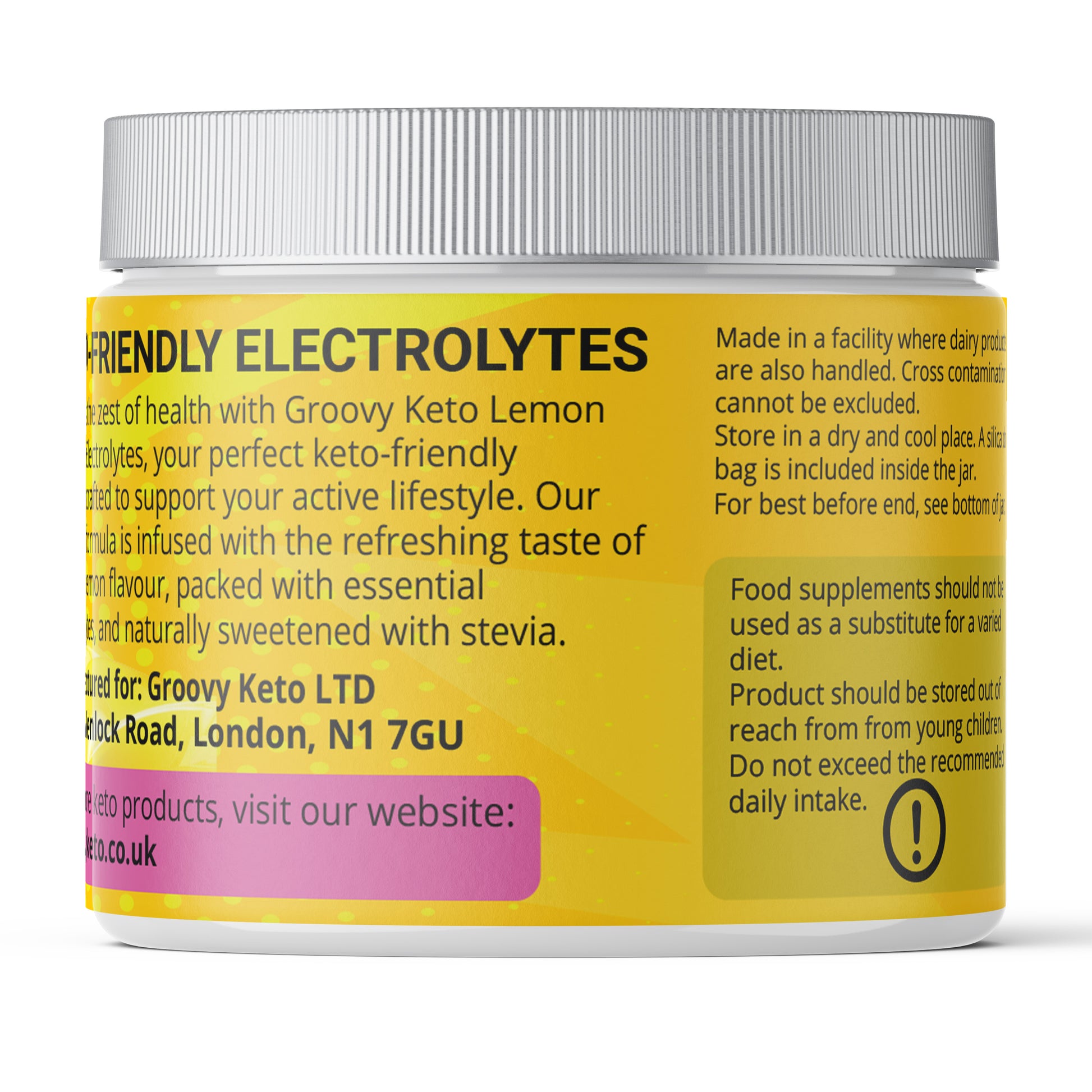 Second side view of lemon keto electrolytes tub