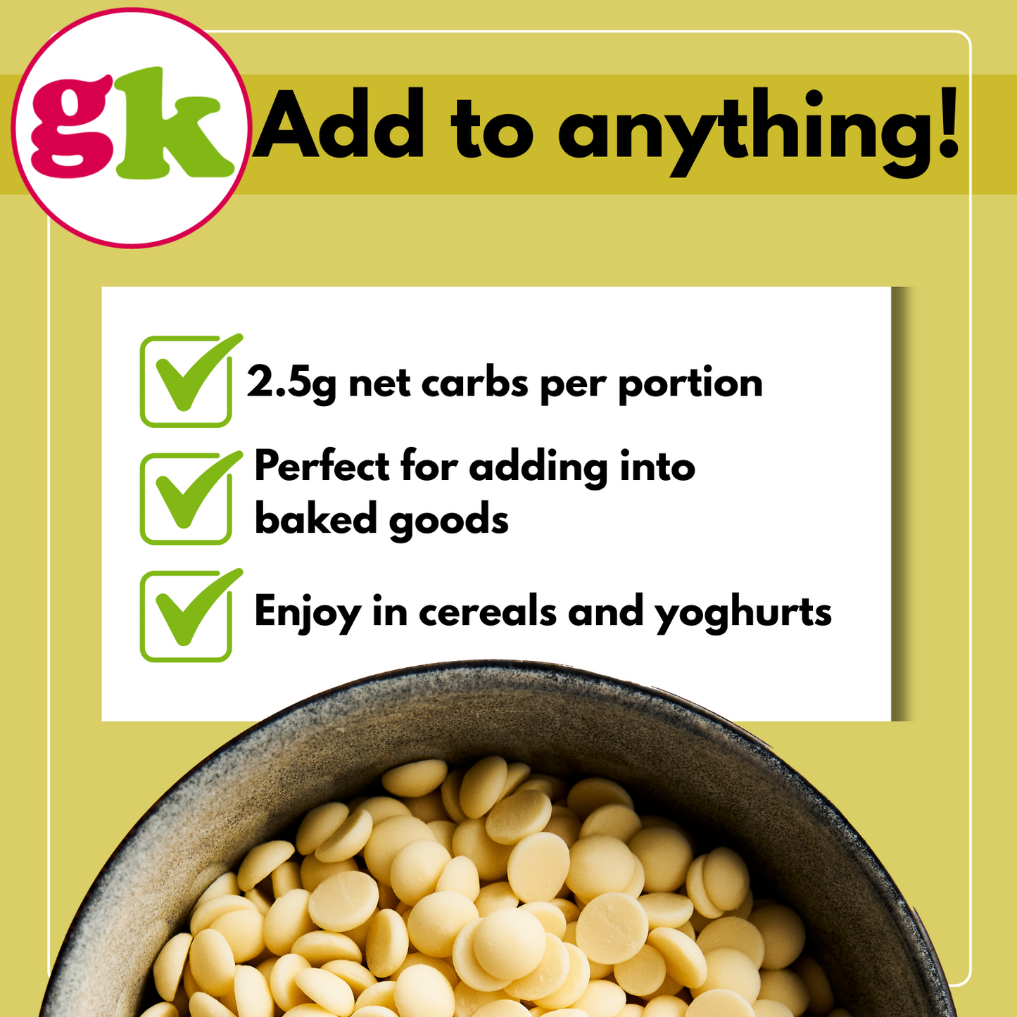 No added Sugar White Chocolate Chips