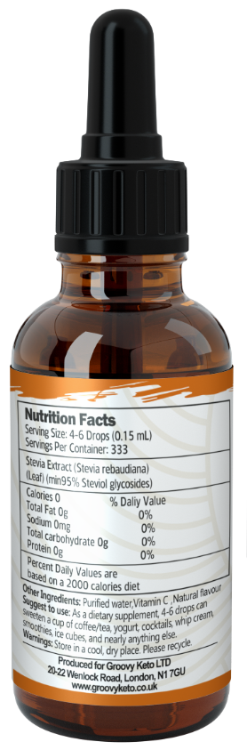 Back of caramel flavour stevia drops