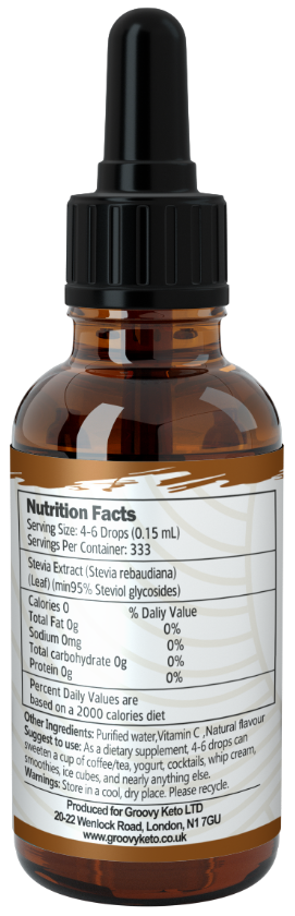 Back of chocolate stevia drops