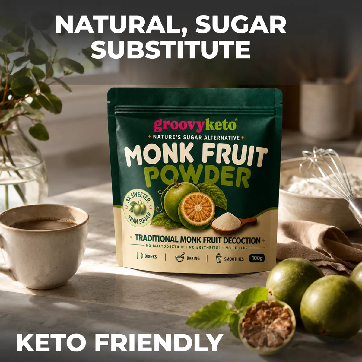 Monk Fruit Decoction Powder – Traditional Decoction, No Erythritol (100g)
