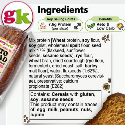 Low Carb Keto Bread Sliced Loaf - 400g - 2.3g per Slice