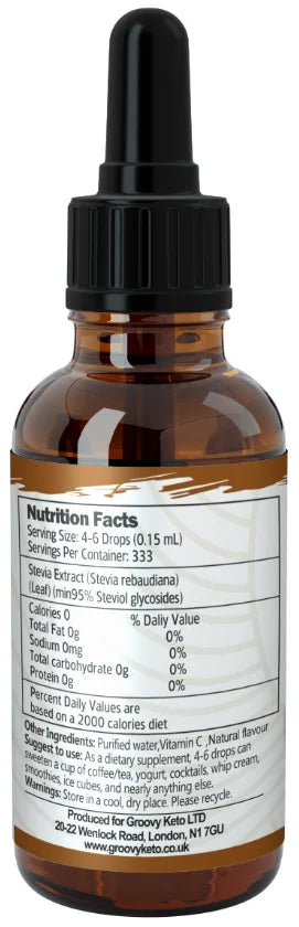 Back of chocolate stevia drops
