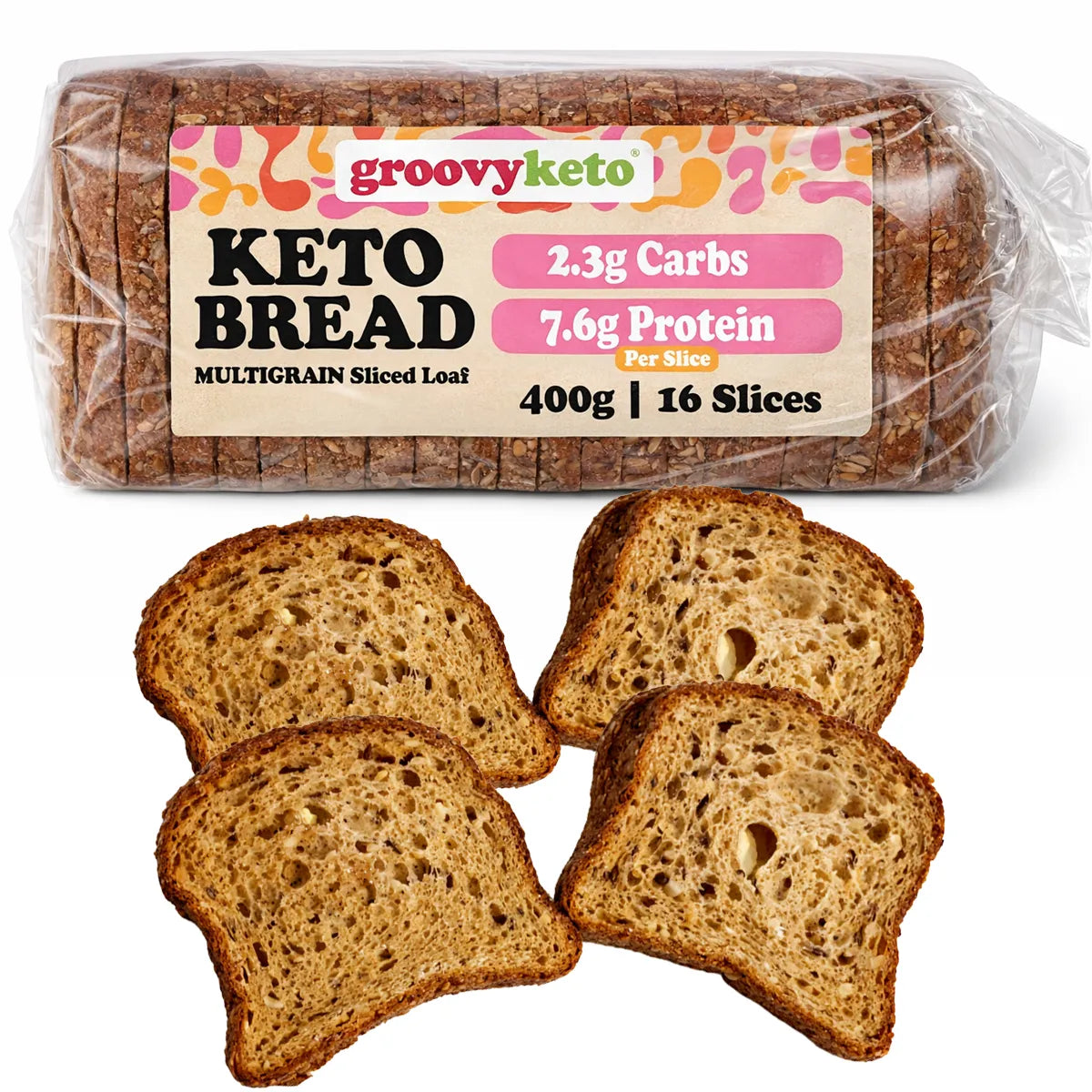 Low Carb Keto Bread Sliced Loaf - 400g - 2.3g per Slice