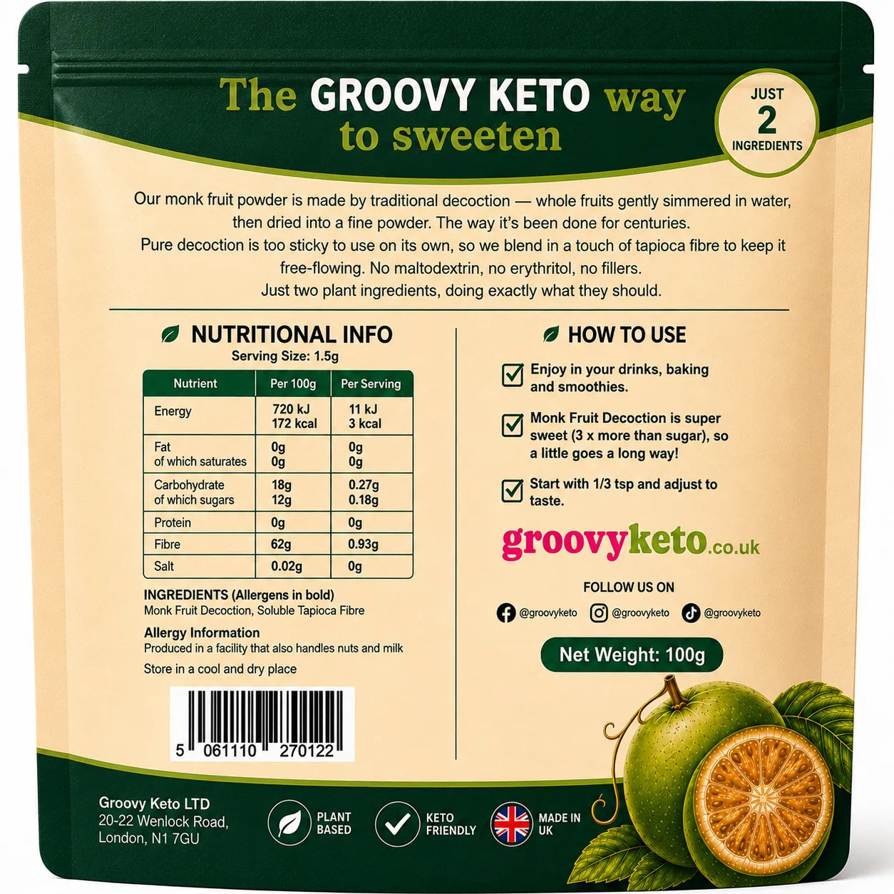 Monk Fruit Decoction Powder (No Erythritol) – Real Decoction - 100g